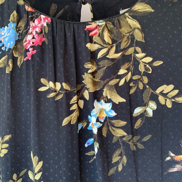 SOLD - H&M Floral Bird Midi Silky Black Dress - Picture 9 of 10